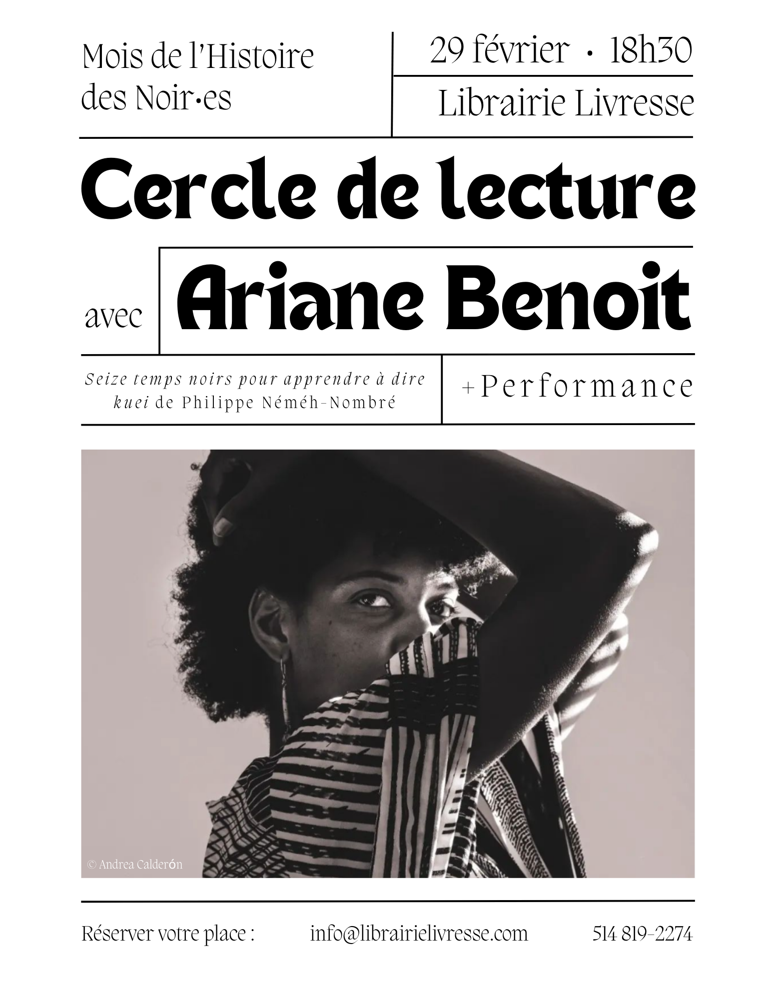 Performance et cercle de lecture avec Ariane Benoit.